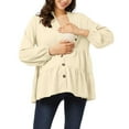 thumbnail image 3 of Annhoo Maternity Womens Nursing Blouse Casual Long Sleeve V Neck Button Down Shirts Pregnancy Tops Comfy Soft Clothes, 3 of 5