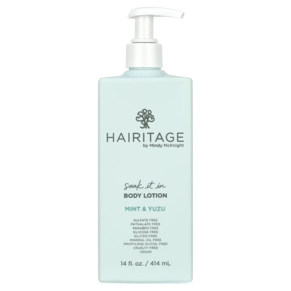 Hairitage Lotion pour le Corps Parfumée à la Menthe et au Yuzu Niacinamide, Huile de Jojoba et Huile d'Avocat pour Tous Types de Peau Huile de Menthe Poivrée et Huile d'Eucalyptus, 14 fl oz