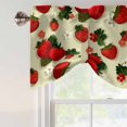 thumbnail image 5 of Tie Up Valances for Windows, Beige Red Strawberry Adjustable Valance Curtains Window Treatment for Living Room, Spring Floral Watercolor Summer Botanical Rod Pocket Kitchen Curtains 54x18 Inch, 5 of 9
