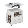 thumbnail image 1 of EROMMY Table de Chevet Réglable en Hauteur avec Tiroirs, Blanc, 1 of 7
