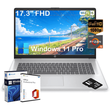 HP 17.3" FHD Flagship Laptop for Business and Students, AMD Ryzen 5 7430U (6-core), 300 nits IPS Display, 32GB DDR4, 1TB SSD, Wi-Fi 6, Windows 11 Pro