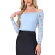 thumbnail image 1 of INSPIRAR CHIC Blusa de Encaje Floral para Mujeres con Mangas Largas Transparentes y Hombros Descubiertos M Azul Cielo, 1 of 6