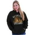 thumbnail image 3 of Haunted House Upstairs Halloween Unisex Plus Fleece Graphic Hoodie Brisco Brands 2X, 3 of 4