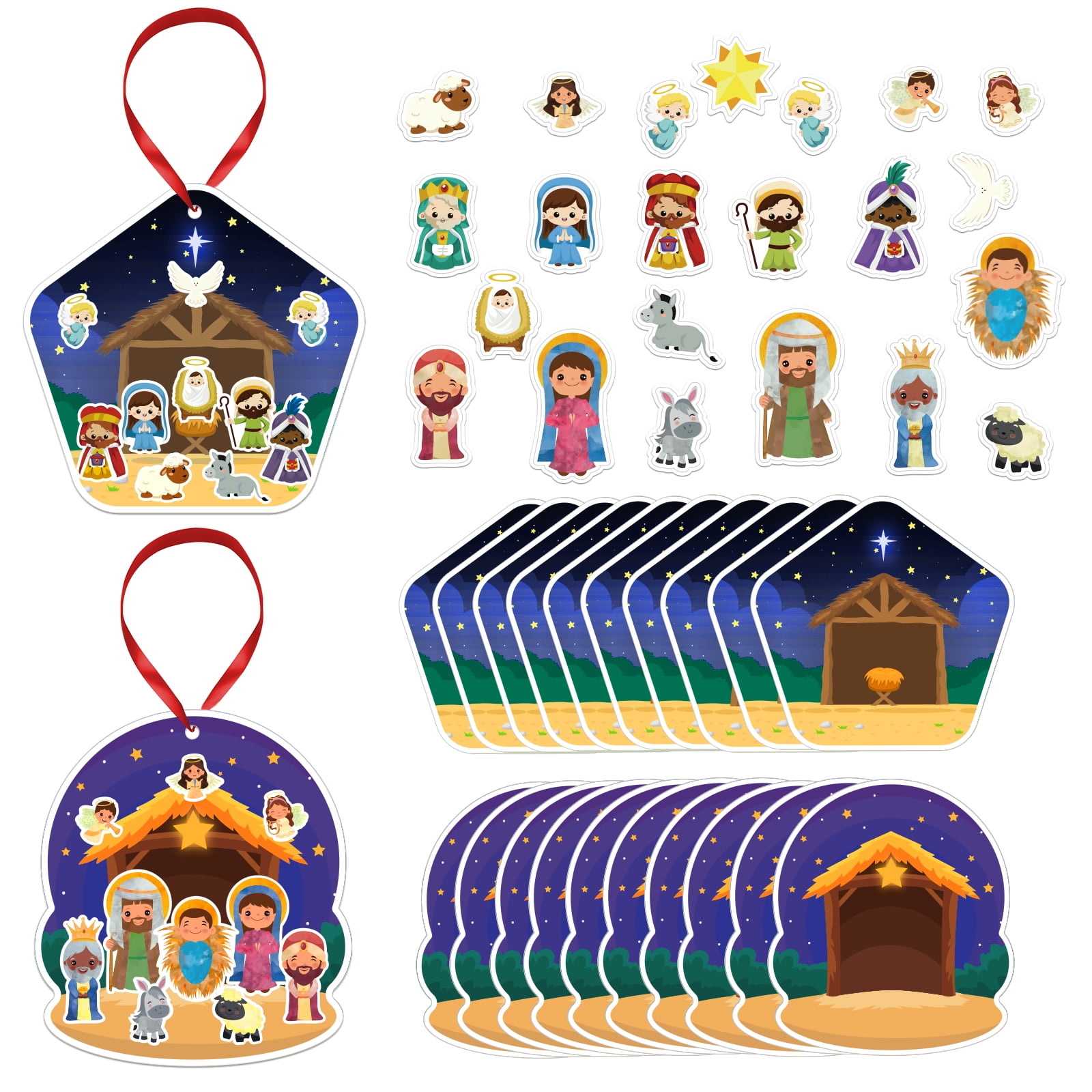 WaaHome Make A Nativity Scene Stickers Ornament Craft Kit Christian DIY waahome-make-a-nativity-scene-stickers-ornament-craft-kit-christian-diy