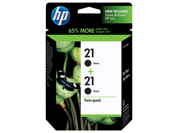 HP 21 Ink Cartridges - Black, 2 