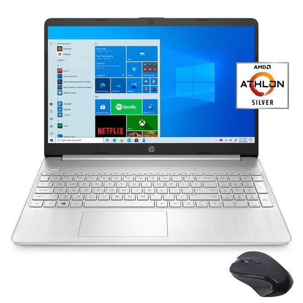 HP 15.6" FHD Slim and Light Laptop for Business and Student, AMD Athlon Silver 3050U, 16GB RAM, 512GB SSD, USB-C, HDMI, Wi-Fi, Bluetooth, Webcam, Mytrix Wireless Mouse, Win 10, US Teclado HP 15-ef