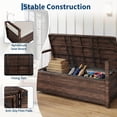 thumbnail image 4 of Outdoor Storage Bench with Cushion, PE Rattan Patio Bench with Backrest, Armrests and Metal Frame, Waterproof Deck Box Seat for Porch, Backyard & Poolside, Dark Brown, 4 of 8