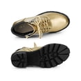 thumbnail image 5 of BLISSFUL STEP Women's Boot Rounded Toe Side Zip Combat Block Heel Ankle Boots Gold 7, 5 of 7