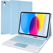 Touchpad Keyboard Case for iPad (A16) 11th Gen 2025 /10th Gen 2022, Folio Cover with Pencil Holder, Multi-Touch Trackpad, Wireless Magnetic Keyboard for iPad 11th 10th Generation, Blue