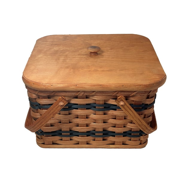 Amish Baskets and Beyond Large Oak Double Pie Carrier With Handles