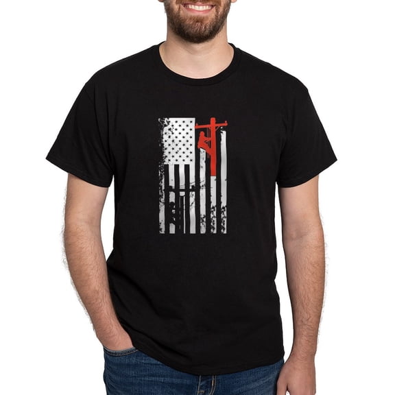 CafePress - Lineman Flag Shirt T Shirt - Men's Classic Graphic Cotton T-Shirt