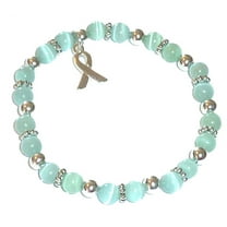 Ovarian Cancer Bracelet - Stretchy Teal Cancer Awareness Bracelet - Fits Adults, Packaged