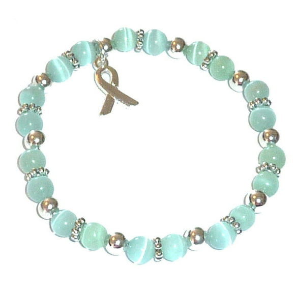 Ovarian Cancer Bracelet - Stretchy Teal Cancer Awareness Bracelet - Fits Adults, Packaged