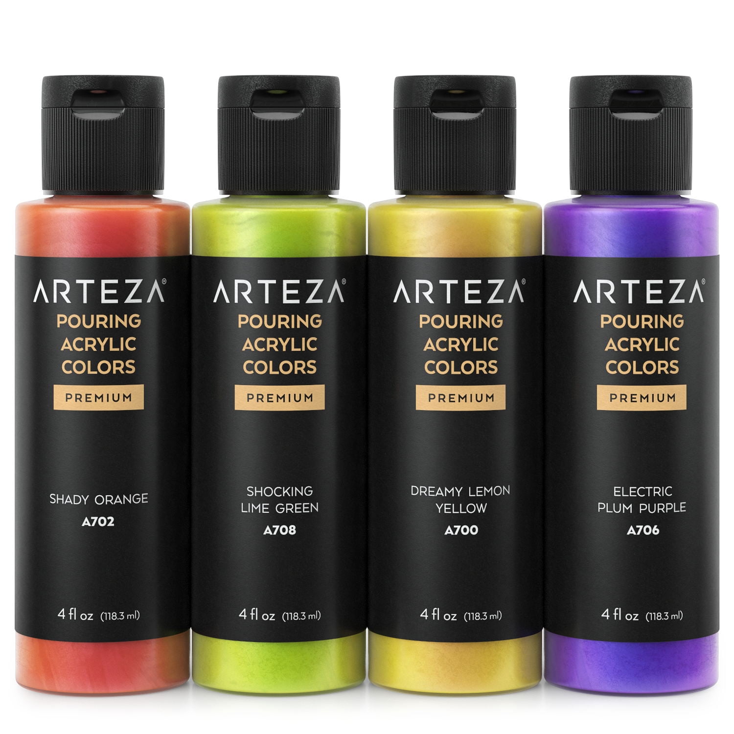 Arteza Iridescent Acrylic Pouring Paint, Sherbert Tones, 4 oz Bottles Set -4 Pack