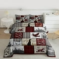 thumbnail image 2 of Homewish Rustic Dog Duck Bedding Comforter Set for Men, Jungle Hunting Twin Comforter Sets, Vintage Grey Red Patchwork Reversible Bedding Set, Breathable Home Decor, 2 Pieces, 2 of 8