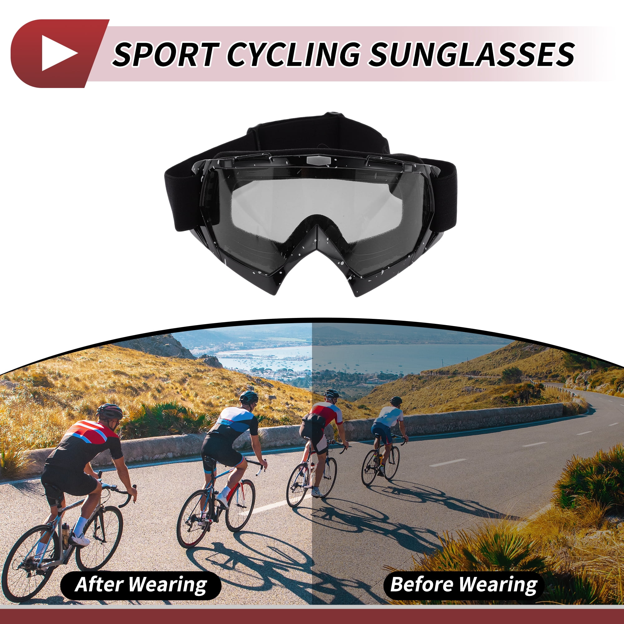 Unique Bargains 1 Set Motorcycle Riding Goggles PC TPU Outdoor Sports Sunglasses for Motocross Dirt Bike ATV Grey Lens White Black Frame