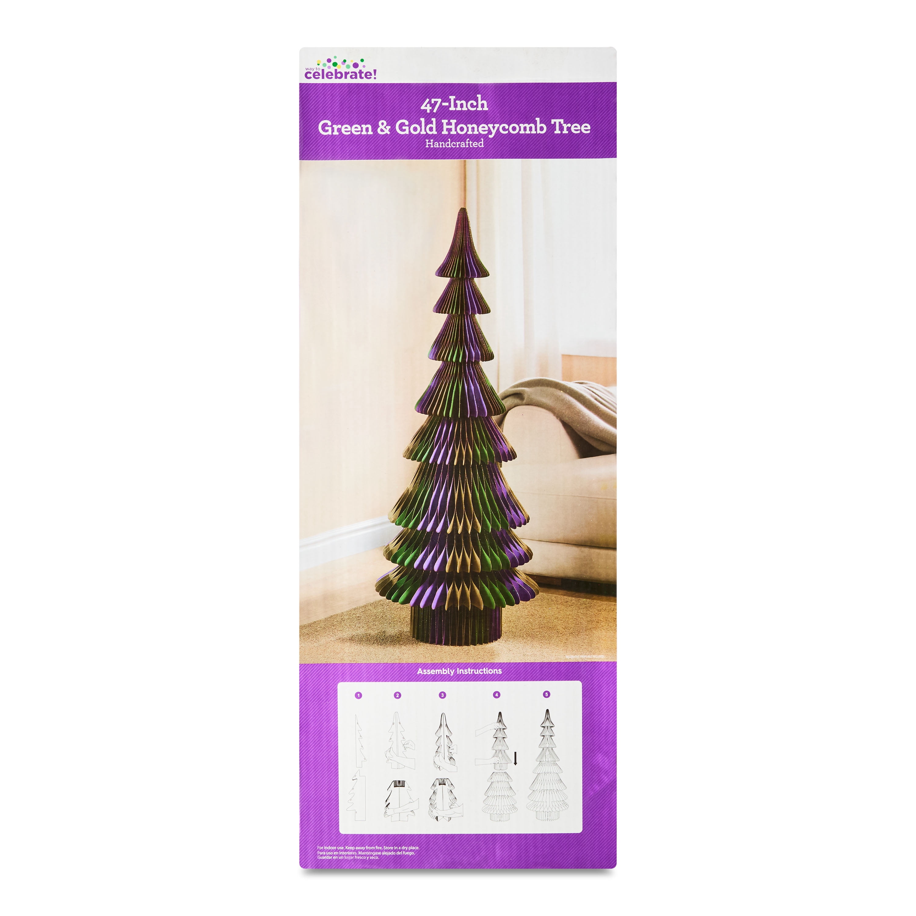 Honeycomb Paper Tree Decoration, Multicolor, 47", Mardi Gras by Way To Celebrate