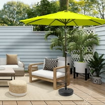 GARDEN 9 Ft Patio Umbrellas w/ Black Round Base Included for Outdoor Shade, Lime Green
