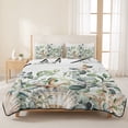 thumbnail image 3 of Full Quilt Set 78''x90'', Sage Green Ocean Lightweight Summer Bedspread Coverlet Set with 2 Pillow Shams, Coastal Eucalyptus Starfish Shell Breathable All Season Quilt Bedding for Bedroom/Guest Room, 3 of 9