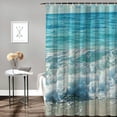 thumbnail image 2 of Creowell  Ocean Shower Curtain Blue Sea Beach, Cloth Fabric Bathroom Decor Set with Hooks White, 2 of 7