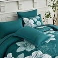 thumbnail image 2 of Dintszyayue Teal Floral 7Pcs Comforter Set Queen,Soft Bed Sheet Pillowcase Adult Bed in a Bag Bedding Set(90"x90"), 2 of 8
