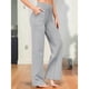 thumbnail image 5 of Pantalones Pierna para Mujer Pantalones Yoga Cintura Alta con Bolsillos Pantalones Deportivos Holgados y Elásticos para Trabajo o para Estar Cómoda en Casa Gris M, 5 of 7