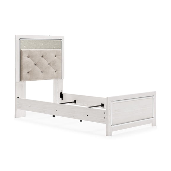 Bowery Hill Upholstered Fabric King Panel Headboard in White/Gray