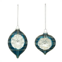 Melrose Plaid Glass Reflector Ornament Set of 12