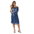 thumbnail image 4 of Riviera Sun Embroidered Casual Dress with Smocking Top (Dark Denim / White, Small), 4 of 4