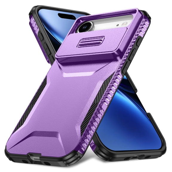 Case for iPhone Air with Sliding Camera Lens Protective Cover, [Military Grade Drop Protection] Non-Slip Heavy Duty Full-Body Shockproof Rugged Phone Case for iPhone Air, Purple
