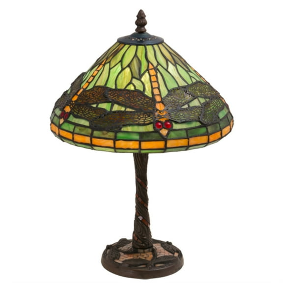 220523 Meyda 17" High Dragonfly W/Twisted Fly Mosaic Base Table Lamp