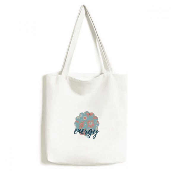 blue flower paint tote canvas bag shopping satchel casual handbag