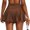 Brown, variant on PINSPARK Women Pleated Tennis Skirt High Waist Golf Skorts with 2 Pockets Pickleball Skirts with Inner Shorts