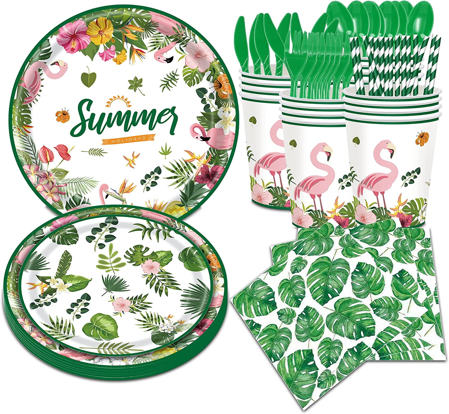 Hawaiian Party Decorations（Serves for 16），Luau Aloha Tropical Party