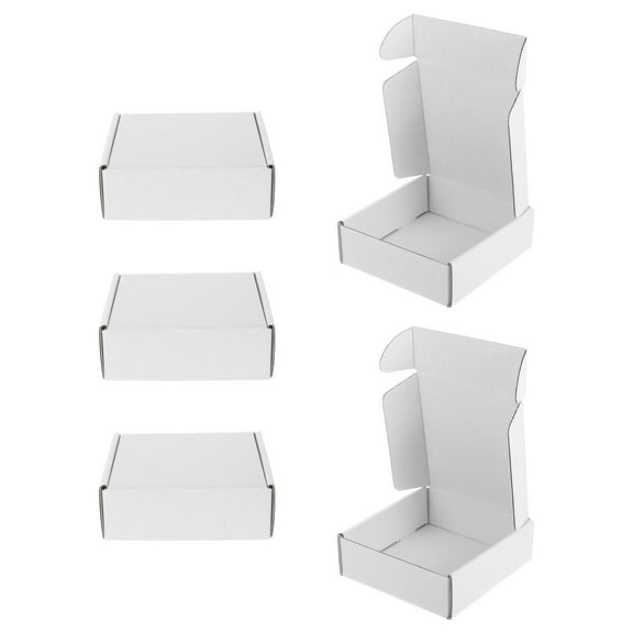 5pcs Small Kraft Paper Cardboard Boxes for Packaging and Mailing White DIY Friendly Versatile Use
