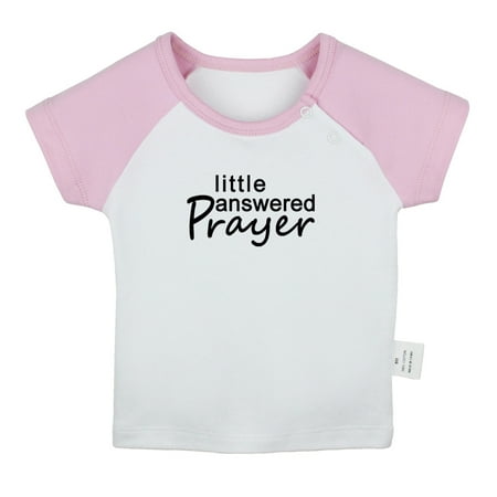 

Little Answered Praye Funny T shirt For Baby Newborn Babies T-shirts Infant Tops 0-24M Kids Graphic Tees Clothing (Short Pink Raglan T-shirt 18-24 Months)