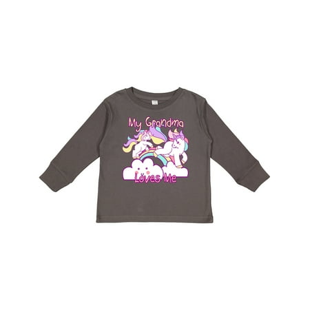 

Inktastic My Grandma Loves Me Unicorn Gift Toddler Toddler Girl Long Sleeve T-Shirt