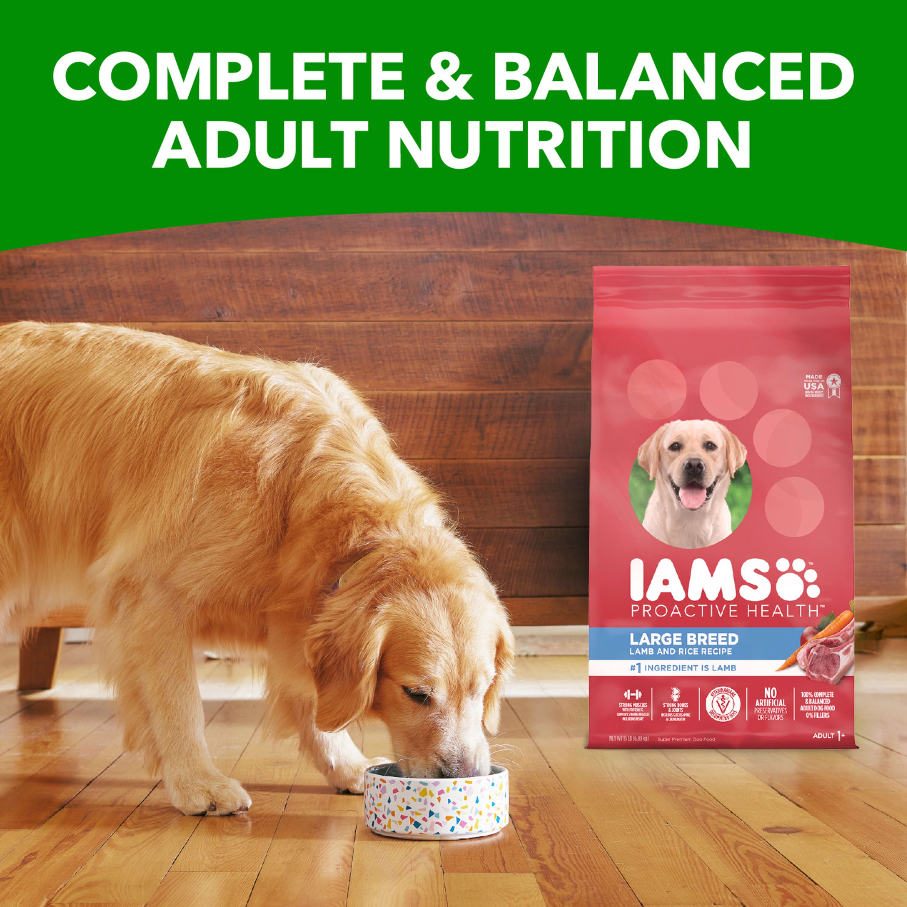 Iams Proactive Health Large Breed Adult Dry Dog Food Lamb & Rice Recipe, 30 Lb. Bag