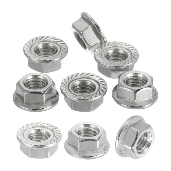 10 Pcs M8x1.25mm Serrated Flange Hex Lock Nuts, 304 Stainless Steel Metric Nut