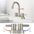 thumbnail image 5 of IVV 2 Handle 4 inch Brushed Nickel Bathroom Sink Faucet, Stainless Steel Modern Lavatory Vanity Centerset Bathroom Faucet, 5 of 6