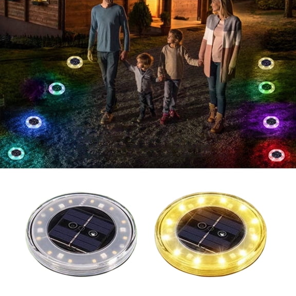 Color Changing LED Solar Ground Lights | Waterproof Outdoor Landscape Lighting for Garden Yard Walkway Patio | Auto On/Off | Black | 1 Pack