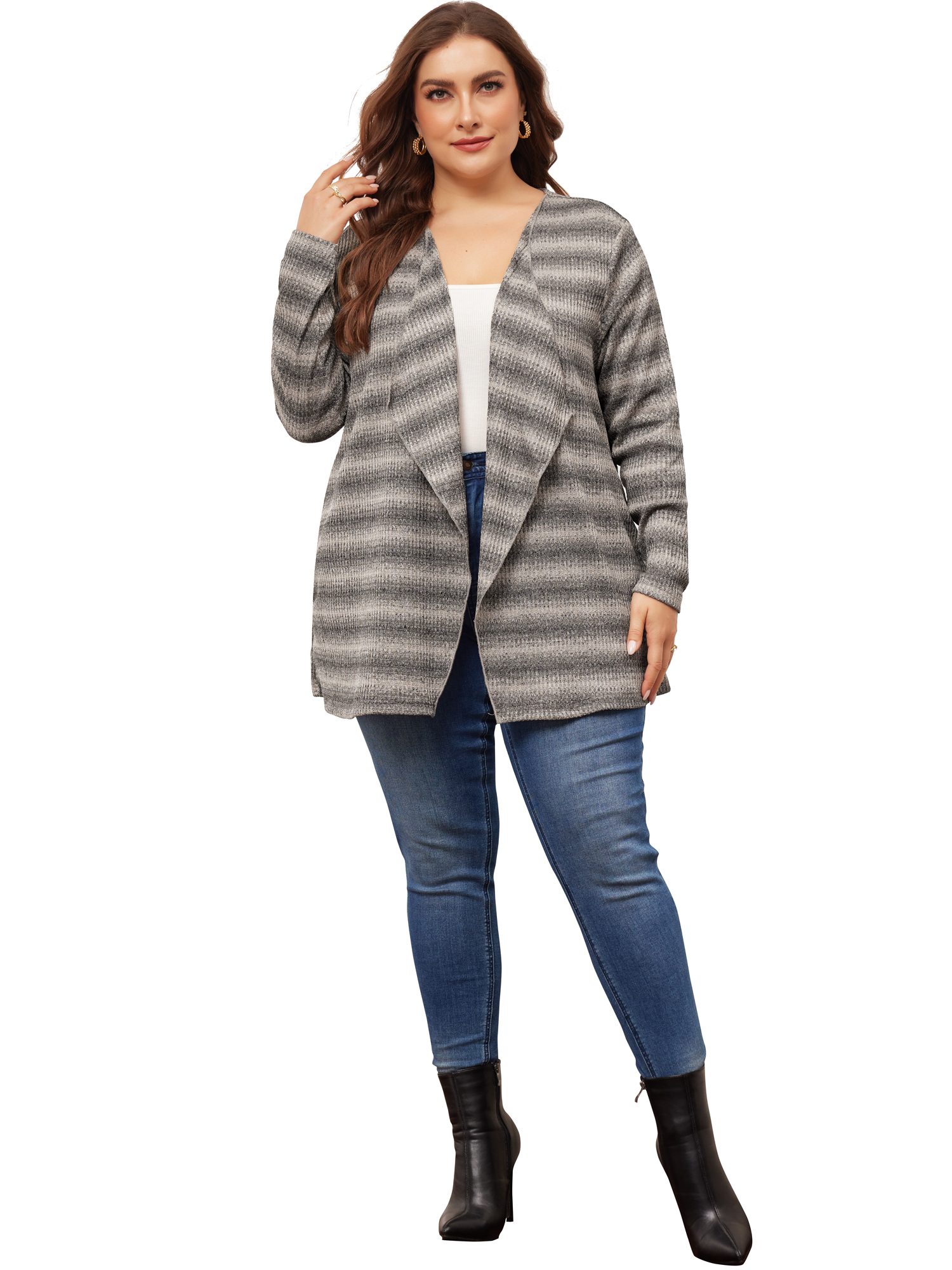 DARING DIVA Women's Plus Size Tie Dye Lightweight Open Front Cardigans 4X Apricot Black
