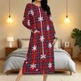 thumbnail image 4 of Women's Zipper Robe Xmas Plaid Print Housecoats Long Sleeve Pajamas with Pocket Soft Knee Length Nightgowns Fitted Bathrobes Comfy Christmas Pajama, 4 of 9