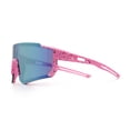 thumbnail image 6 of Boys Color Mirror 80s Paint Splatter Print Plastic Rimless Shield Sport Sunglasses Pink - Pink Mirror, 6 of 8