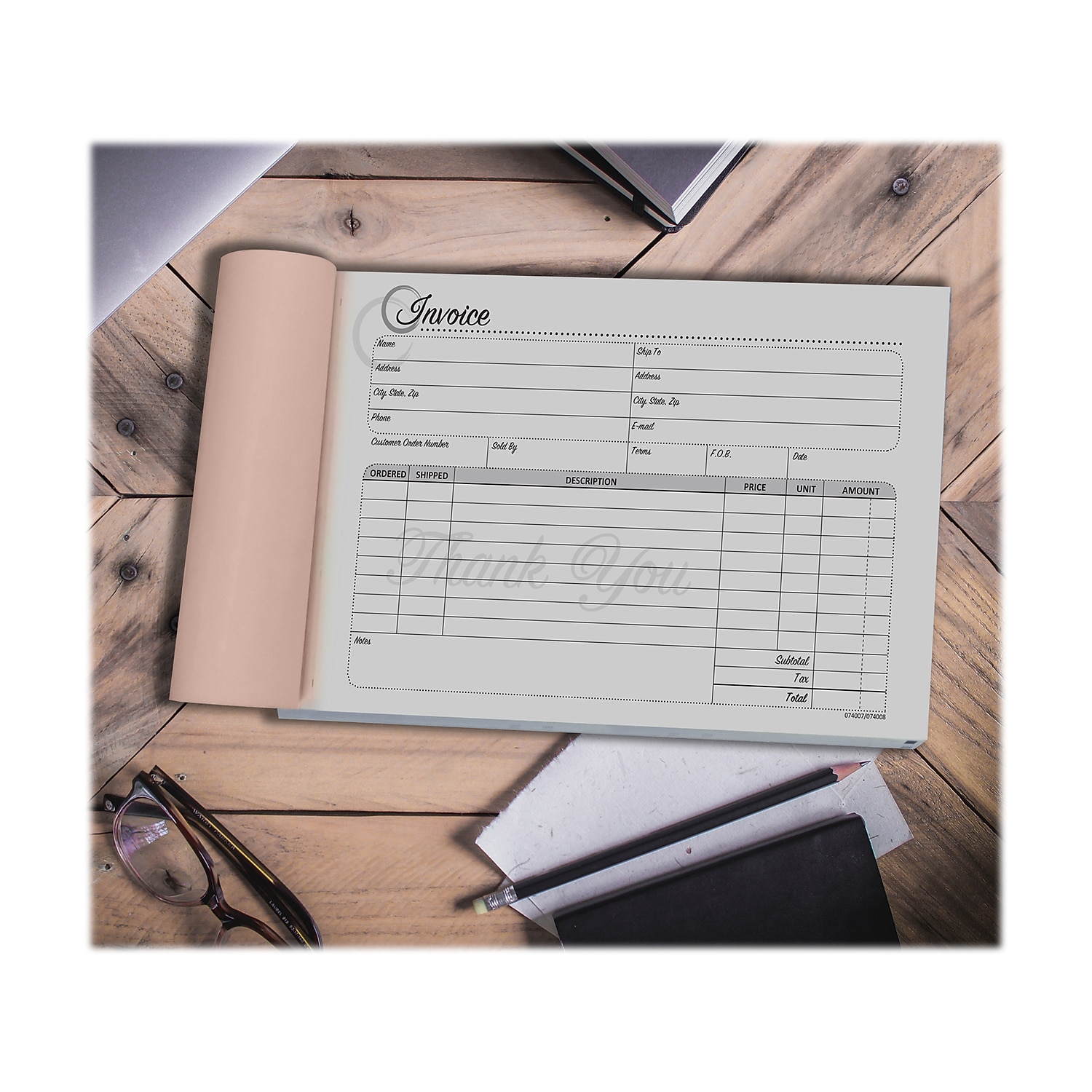 Cosco Artistic 3-Part Carbonless Invoices 5.4" x 8.5" 50 Sets/Book (074008)