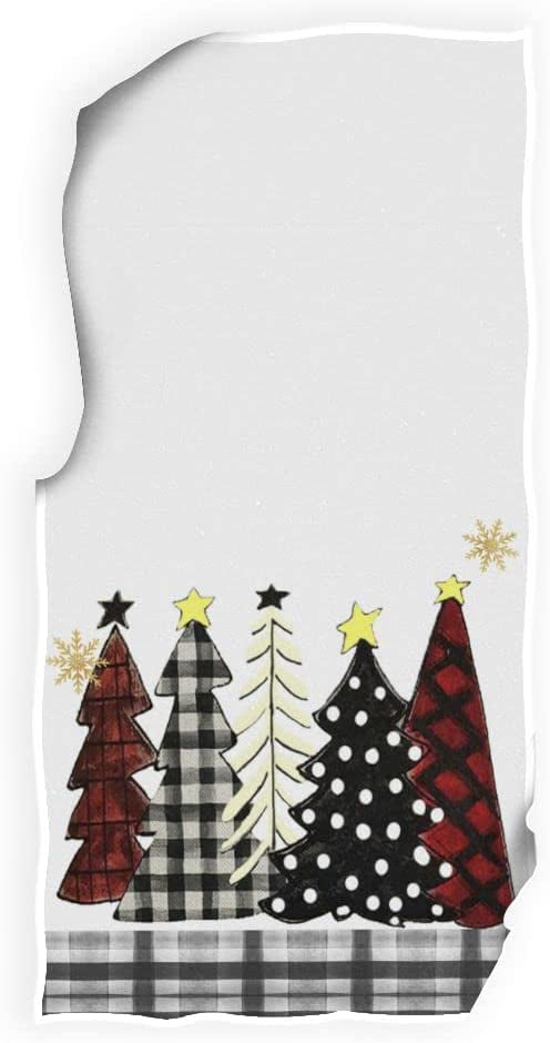 susiyo Black White Christmas Trees Towels 2 Pcs Decorative Hand Towels  Small Cotton Face Towels - 16 x 28 inch