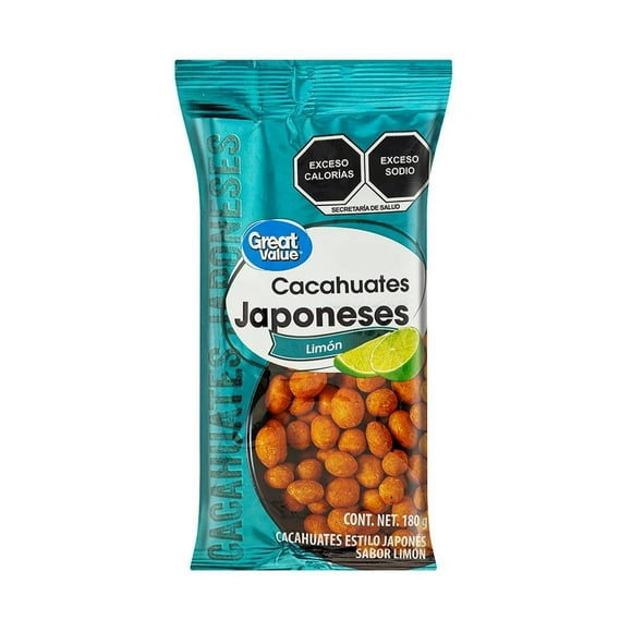 Cacahuates japoneses Great Value limón 180 g