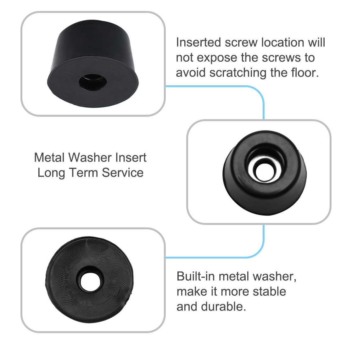 6pcs Rubber Feet Bumper Buffer Chair Leg Pad with Metal Washer