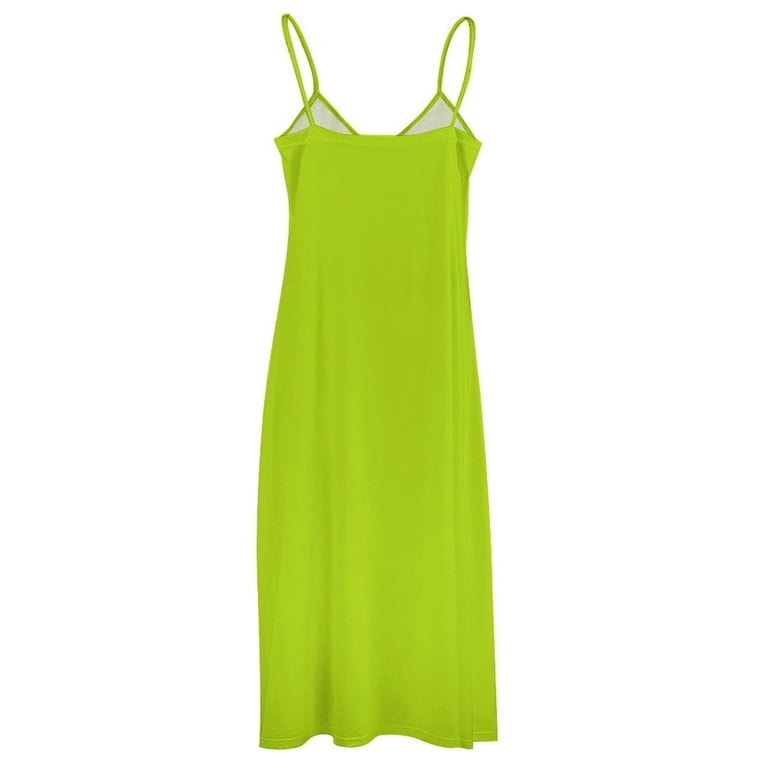 green emerald velvet dress Strappy Satin Lime Green Mini Slip Dress main image 1
