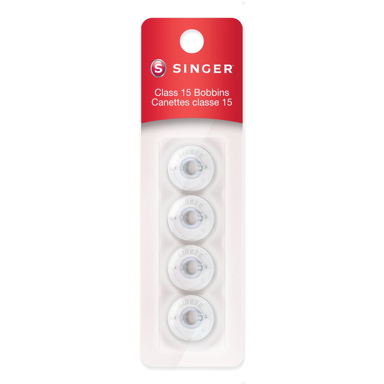 SINGER® Class 15 Bobbins-Plastic, Transparent, 4 pack